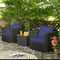 Costway 3PCS Patio Rattan Wicker Furniture Set Sofa Table W/Cushion Yard Red\Turquoise\ Navy\Black